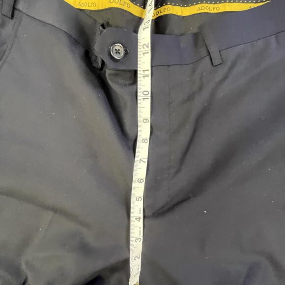 Adolfo Pants Mens 38x32 Black Wool Cashmere Super 140s Dress Slacks Flat Front - Picture 10 of 14